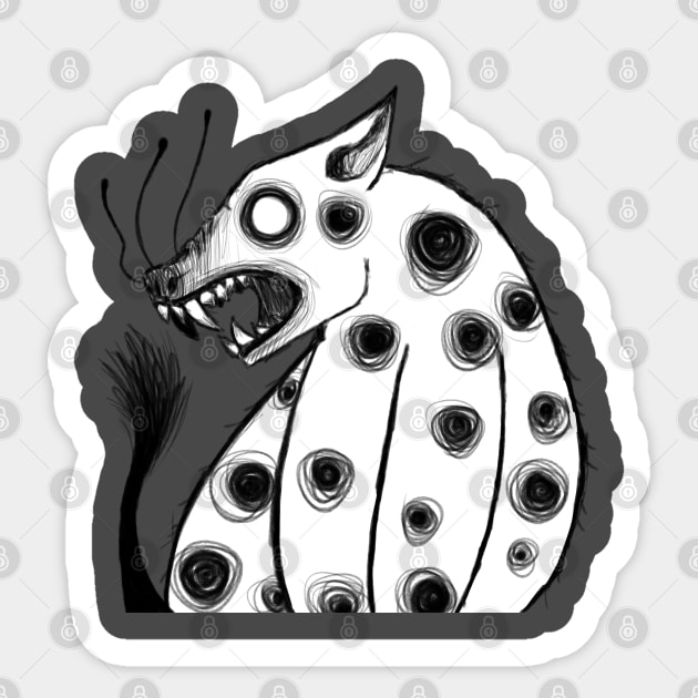 Crazed Hyena Sticker by Milk Soaked Art